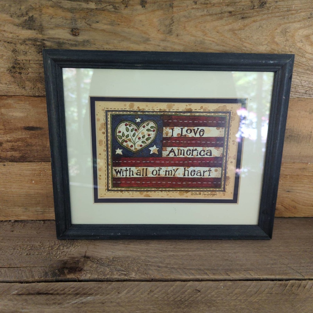 Vintage Framed and Matted "I Love America..." Wall Hanging